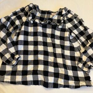 Hanna Andersson Black and White Checkered Ruffle Blouse